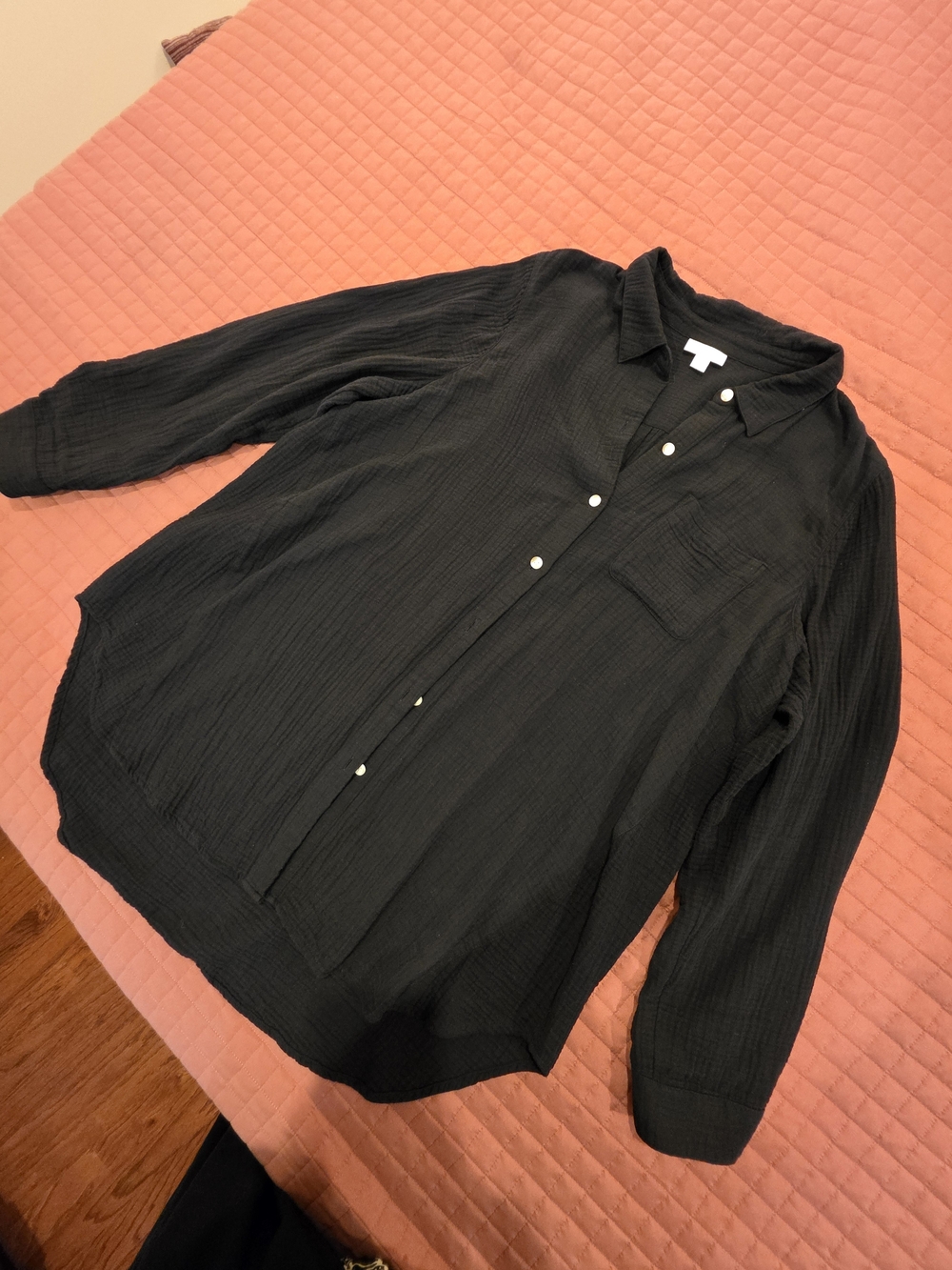 J. Jill Black Cotton Gauze Button-Up Shirt